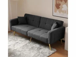 Sofá cama con función de cama, ángulo ajustable, patas doradas, con cojines y bolsillos de almacenamiento laterales^KOMHTOM Hot