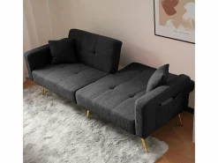 Sofá cama con función de cama, ángulo ajustable, patas doradas, con cojines y bolsillos de almacenamiento laterales^KOMHTOM Hot