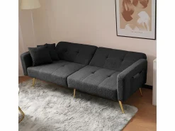 Sofá cama con función de cama, ángulo ajustable, patas doradas, con cojines y bolsillos de almacenamiento laterales^KOMHTOM Hot