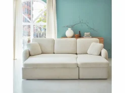 Sweeek Sofá Escandinavo|Sofá cama con rizos blancos de 3 plazas