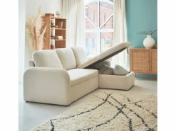 Sweeek Sofá Escandinavo|Sofá cama con rizos blancos de 3 plazas