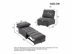 Sofá cama convertible - 68 x 95 x 76 cm - con respaldo y asiento regulables - tela -^Merax Sale