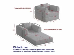 Hauss Spole Sillón Cama|Sofá cama convertible - Individual - Tela de chenilla