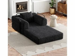 Hauss Spole Sofá cama convertible - Individual - Tela de chenilla negra Negro Hot