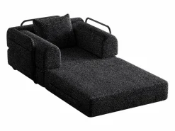 Hauss Spole Sofá cama convertible - Individual - Tela de chenilla negra Negro Hot