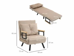 Sofá cama convertible, 2 plazas, respaldo regulable, Terciopelo, (63x73x81 cm)^ Best