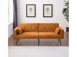 Sofá cama convertible Asiento mullido Diseño minimalista Material tejido Ideal para sala y estudio^ Sale