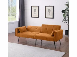 Sofá cama convertible Asiento mullido Diseño minimalista Material tejido Ideal para sala y estudio^ Sale