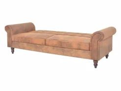 Clicnbuy Sofá cama convertible con reposabrazos de ante sintético marrón Marru00f3n Discount