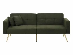Merax Sofá - 2 Plazas|Sofá De Tela|Sofá cama convertible de 2 plazas en tejido Sherpa - 175 x 64 x 72 cm - Patas de metal dorado -
