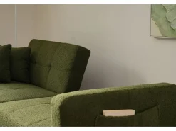 Merax Sofá - 2 Plazas|Sofá De Tela|Sofá cama convertible de 2 plazas en tejido Sherpa - 175 x 64 x 72 cm - Patas de metal dorado -