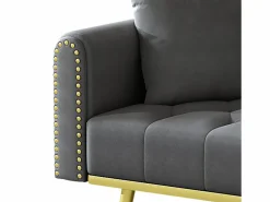 Sofá cama convertible de 2 plazas - Portavasos, 2 soportes lumbares y bolsillos laterales - Terciopelo^Hauss Spole Hot