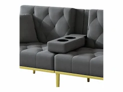 Sofá cama convertible de 2 plazas - Portavasos, 2 soportes lumbares y bolsillos laterales - Terciopelo^Hauss Spole Hot