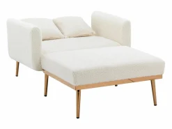 Diván Cama|Sofá cama convertible en osito - Patas de metal dorado - Función chaise longue