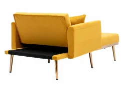Diván Cama|Sofá cama convertible en osito - Patas de metal dorado - Función chaise longue