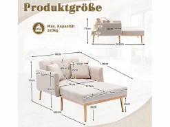 Sofá cama convertible en osito - Patas de metal dorado - Función chaise longue Beige Best
