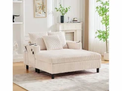 Merax Sofá cama de 3 plazas - 142 x 128 x 85 cm - con portavasos + puertos USB + LED - terciopelo - Beige Sale