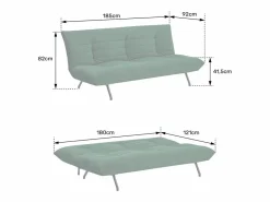 Sofá cama de 3 plazas ANATOLE de terciopelo -^Happy Garden Best