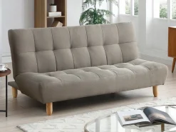Vente-unique Sofá cama de 3 plazas clic-clac de tela ESTEBAN Topo Clearance