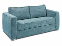 Vente-unique Sofá De Terciopelo|Sofá - 4 Plazas|Sofá cama de 4 plazas con apertura italiana de pana beige LORETO