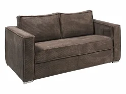 Sofá cama de 4 plazas con apertura italiana de pana beige LORETO^Vente-unique New