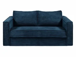 Vente-unique Sofá cama de 3 plazas con apertura italiana de pana beige LORETO Azul oscuro Outlet