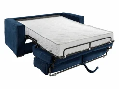 Vente-unique Sofá cama de 3 plazas con apertura italiana de pana beige LORETO Azul oscuro Outlet