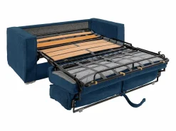 Vente-unique Sofá cama de 3 plazas con apertura italiana de pana beige LORETO Azul oscuro Outlet