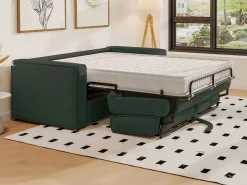 Vente-unique Sofá De Terciopelo|Sofá - 3 Plazas|Sofá cama de 3 plazas con apertura italiana de pana beige LORETO
