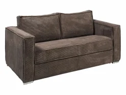 Vente-unique Sofá De Terciopelo|Sofá - 3 Plazas|Sofá cama de 3 plazas con apertura italiana de pana beige LORETO
