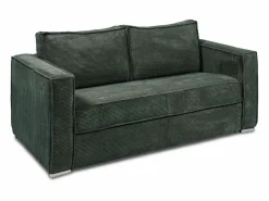 Vente-unique Sofá De Terciopelo|Sofá - 3 Plazas|Sofá cama de 3 plazas con apertura italiana de pana beige LORETO
