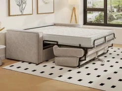 Vente-unique Todos Los Sofás|Sofá De Terciopelo|Sofá cama de 3 plazas con apertura italiana de pana LORETO