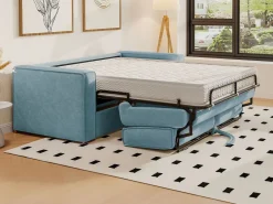 Sofá cama de 4 plazas con apertura italiana de pana beige LORETO^Vente-unique Hot
