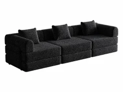 Hauss Spole Sofás Club|Sofá cama de 3 plazas con conversión exprés en tela de chenilla negra - Múltiples combinaciones