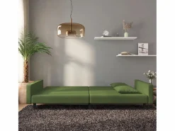 Sofá - 2 Plazas|Sofá Cama|Sofá cama de 2 plazas con dos almohadas terciopelo oscuro PWFG17126