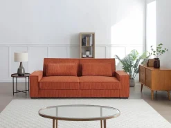 Sofá cama de 3 plazas convertible de terciopelo acanalado color FINORO^Vente-unique Clearance