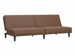 Sofá cama de 2 plazas cuero sintético marrón^Clicnbuy