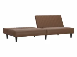 Sofá cama de 2 plazas cuero sintético marrón^Clicnbuy