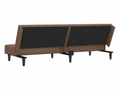 Sofá cama de 2 plazas cuero sintético marrón^Clicnbuy
