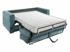 Vente-unique Sofá cama de 3 plazas de apertura rápida de pana beige LORETO Azul turquesa Discount