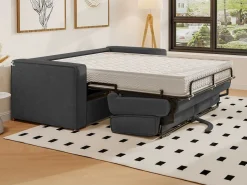 Vente-unique Sofá cama de 3 plazas de apertura rápida de pana beige LORETO Gris antracita Best