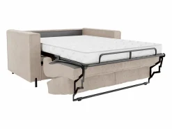 Vente-unique Sofá cama de 3 plazas de apertura rápida de tela texturizada colchón de 14 cm ELORYA Beige Best