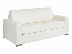 Vente-unique Sofá De Piel|Sofá cama de 3 plazas de cuero - Cama de 140 cm - Colchón de 18 cm - CALITO