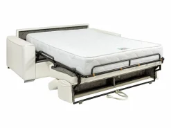 Vente-unique Sofá cama de 3 plazas de cuero - Cama de 140 cm - Colchón de 22 cm - VIZIR Negro Discount