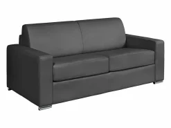 Vente-unique Sofá cama de 3 plazas de cuero - Cama de 140 cm - Colchón de 22 cm - CALITO Gris Hot