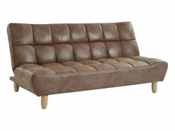 Vente-unique Sofá cama de 3 plazas de microfibra envejecida ESTEBAN Marru00f3n Discount
