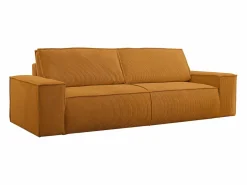 Vente-unique Sofá cama de 4 plazas de pana color AMELIA Naranja claro