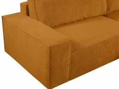 Vente-unique Sofá cama de 4 plazas de pana color AMELIA Naranja claro