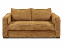 Vente-unique Sofá De Terciopelo|Sofá - 3 Plazas|Sofá cama de 3 plazas de pana amarillo lamas 22cm LORETO
