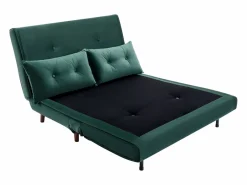 Vente-unique Sofá cama de 2 plazas de terciopelo de estilo joven URIBIA. Verde pino Clearance